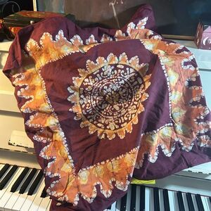 2 Pc Aarong Bangladesh Cushion Case Floral Cotton 23.5" X 23.5” Tie Dye Hippie